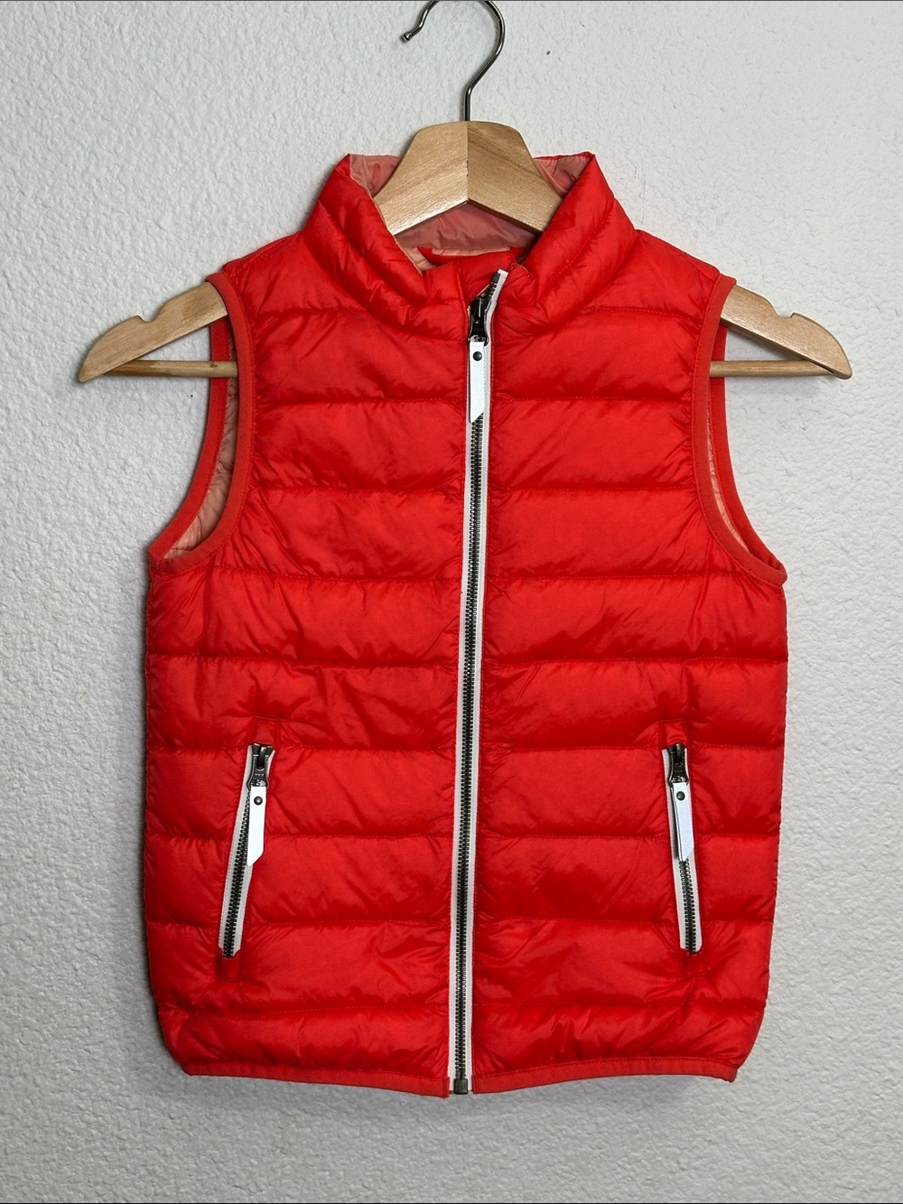 Hanna Andersson Superlight Puffer Vest Coral‎ Pink Sleeveless Youth Size 7 120
